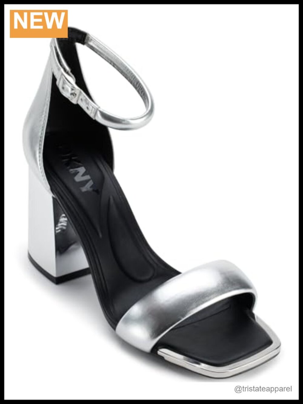Evening Square Toe Ankle Strap Block Heel Sandals Leather